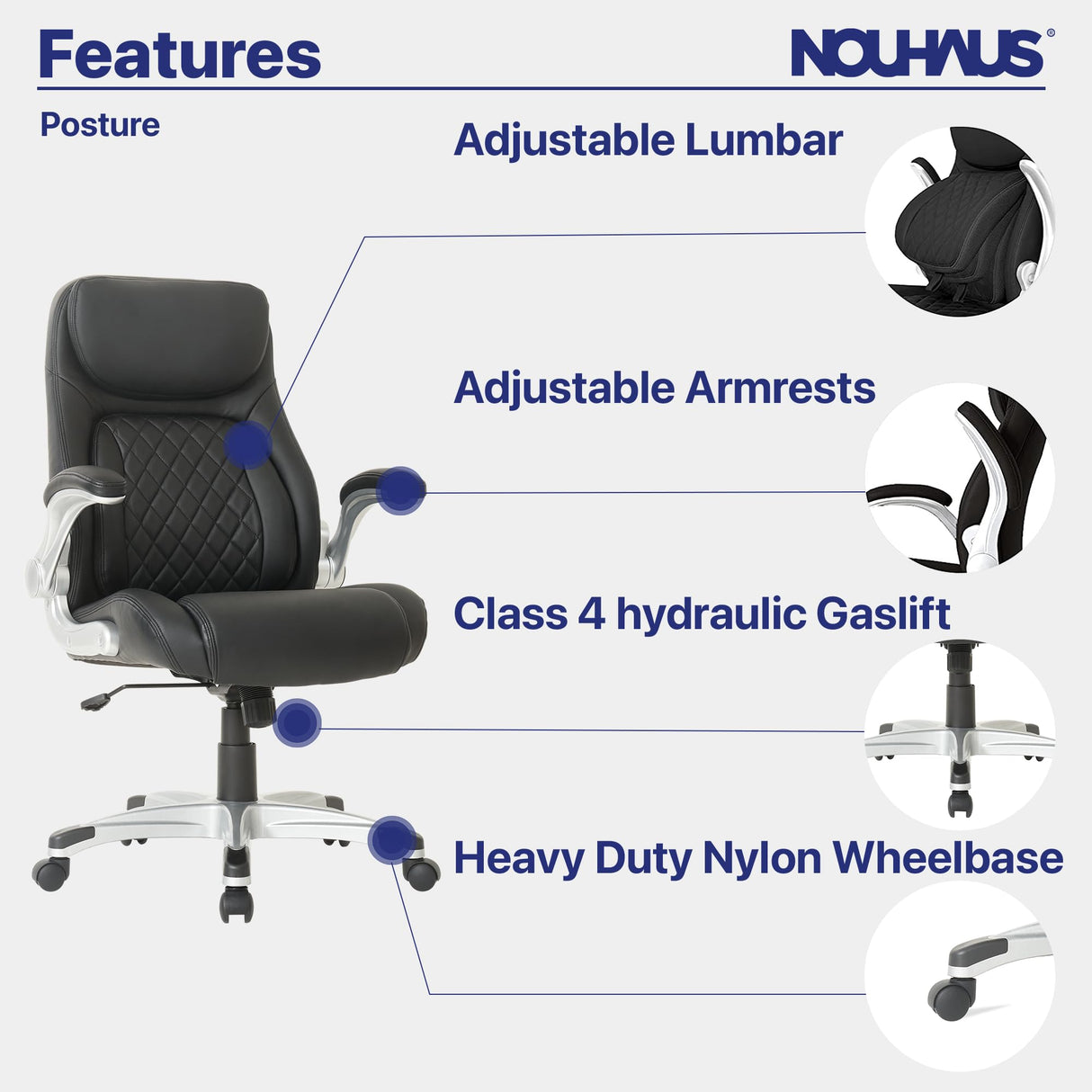 Posture Ergonomic PU Leather Office Chair