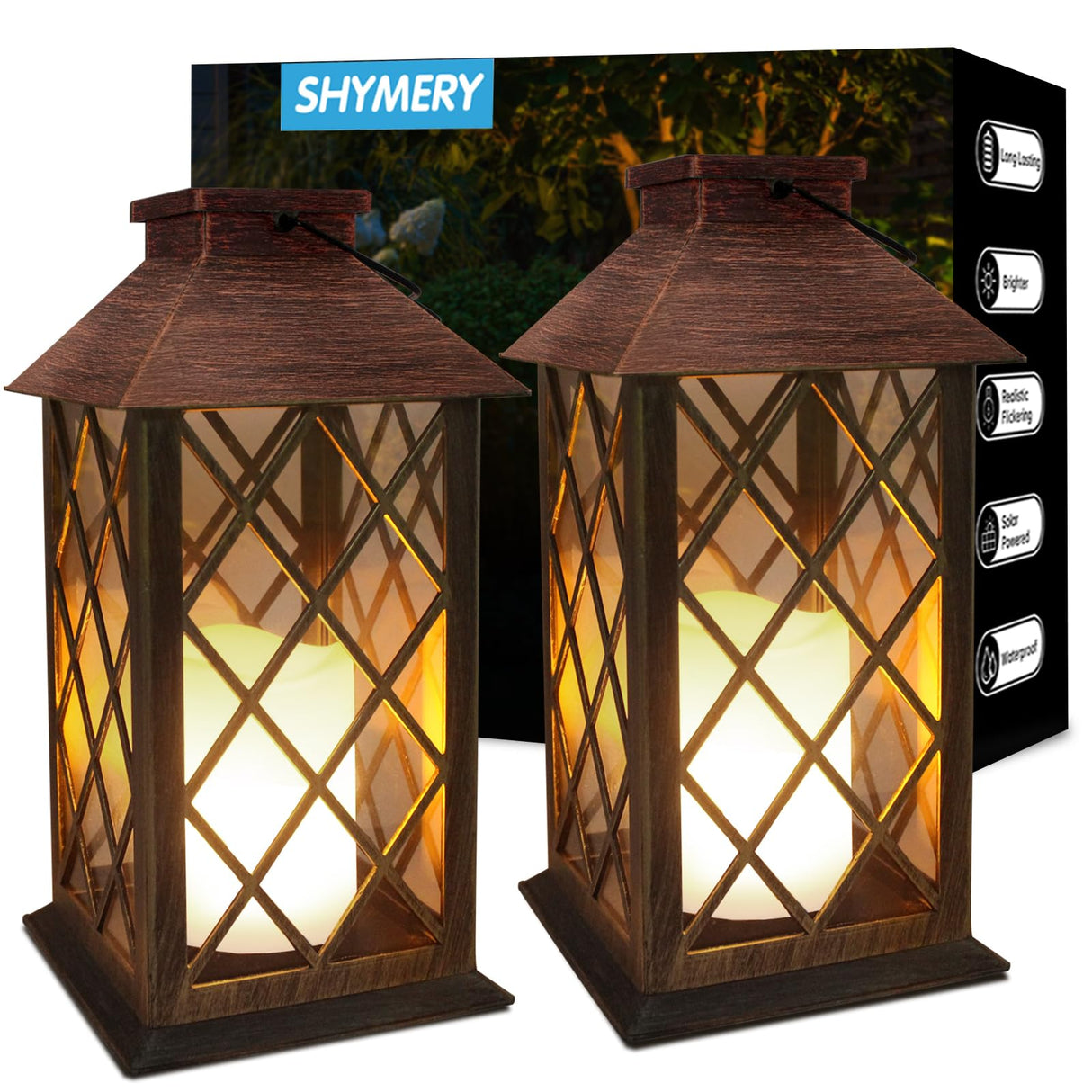 Solar Lanterns, Hanging Lantern with Lasts 2X Longer LED Flameless Candles