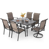 Outdoor Dining Table with Umbrella Hole and 6 Patio