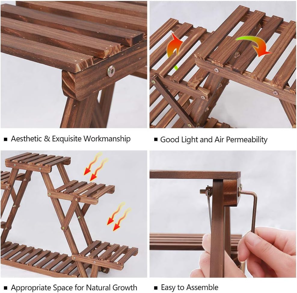 Wood Plant Stand Triangular Shelf Multi Tier Flower Holder Storage Rack