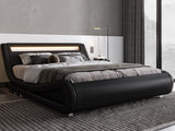 King Size LED Platform Bed Frame with Adjustable Headboard