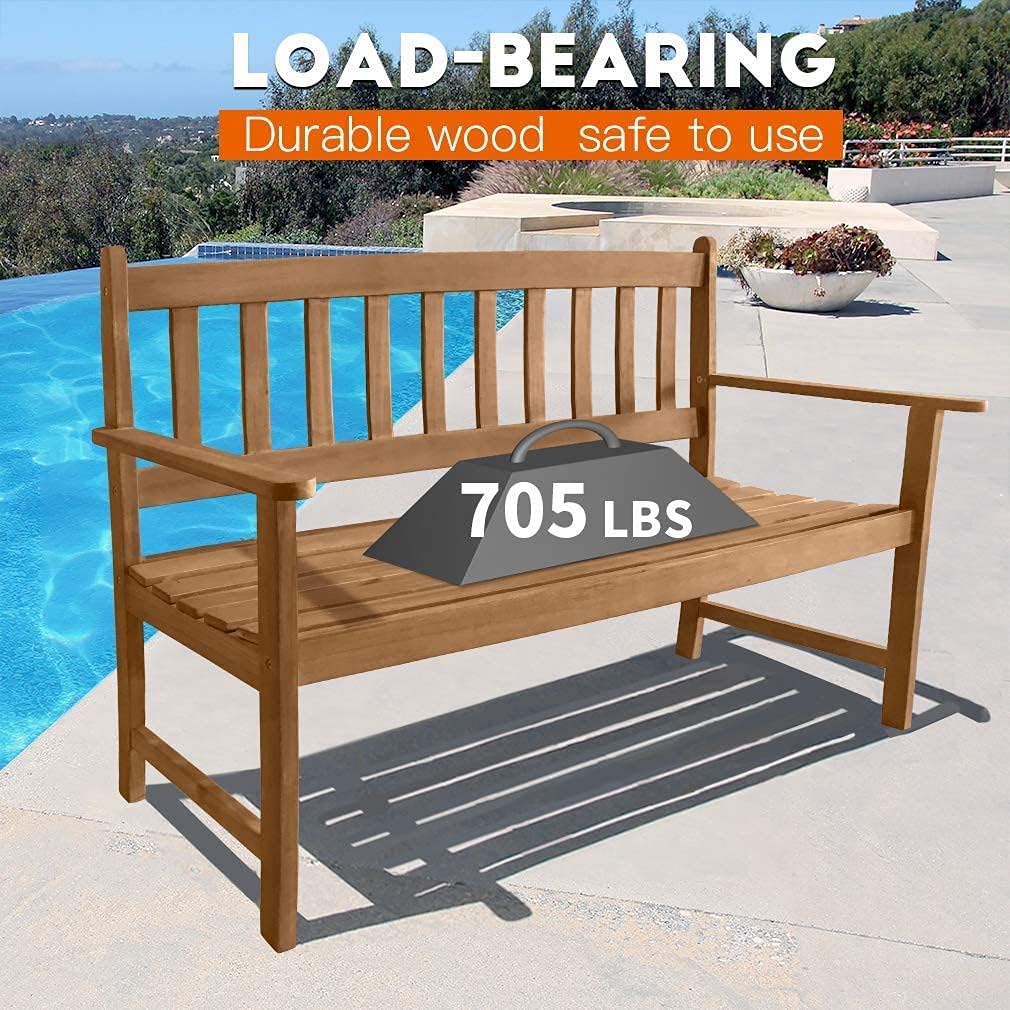 Patio Garden Armrests Sturdy Acacia Front Porch Chair 705Lbs Weight Capacity