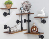 Industrial Rustic Modern Wood Ladder Pipe Wall Mounted Floating Shelves