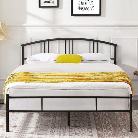 14 inch Queen Bed Frame Metal Platform Mattress Foundation with headboard Footboard