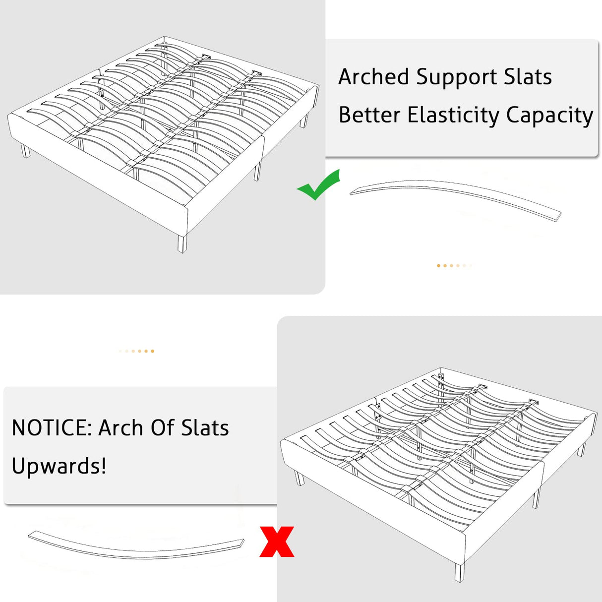 King Size Upholstered Platform Bed Frame with Wooden Slats Support