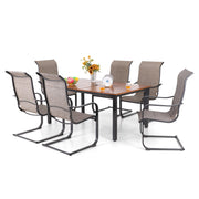7 PCS Outdoor Dining Table and Chairs Set,6 Spring Dining Chairs
