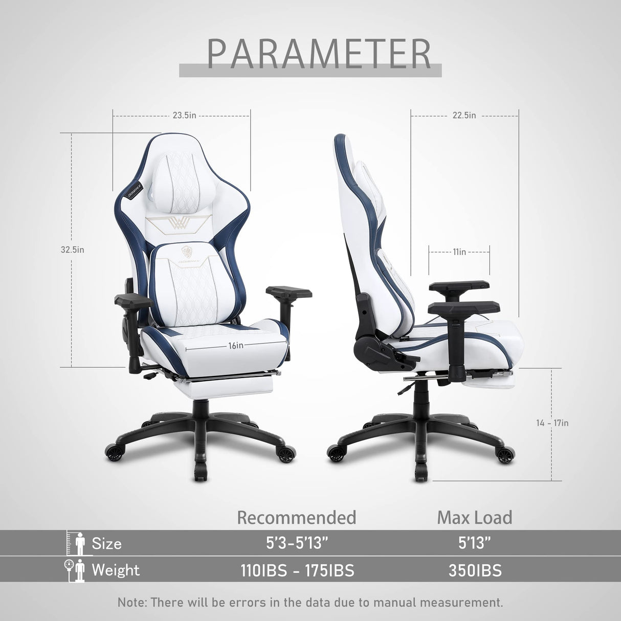 Gaming Chair with Footrest, Ergonomic Computer Chair with Comfortable Headrest and Lumbar Support