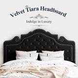 Full Size Bed Frame with Adjustable Velvet Tiara Headboard