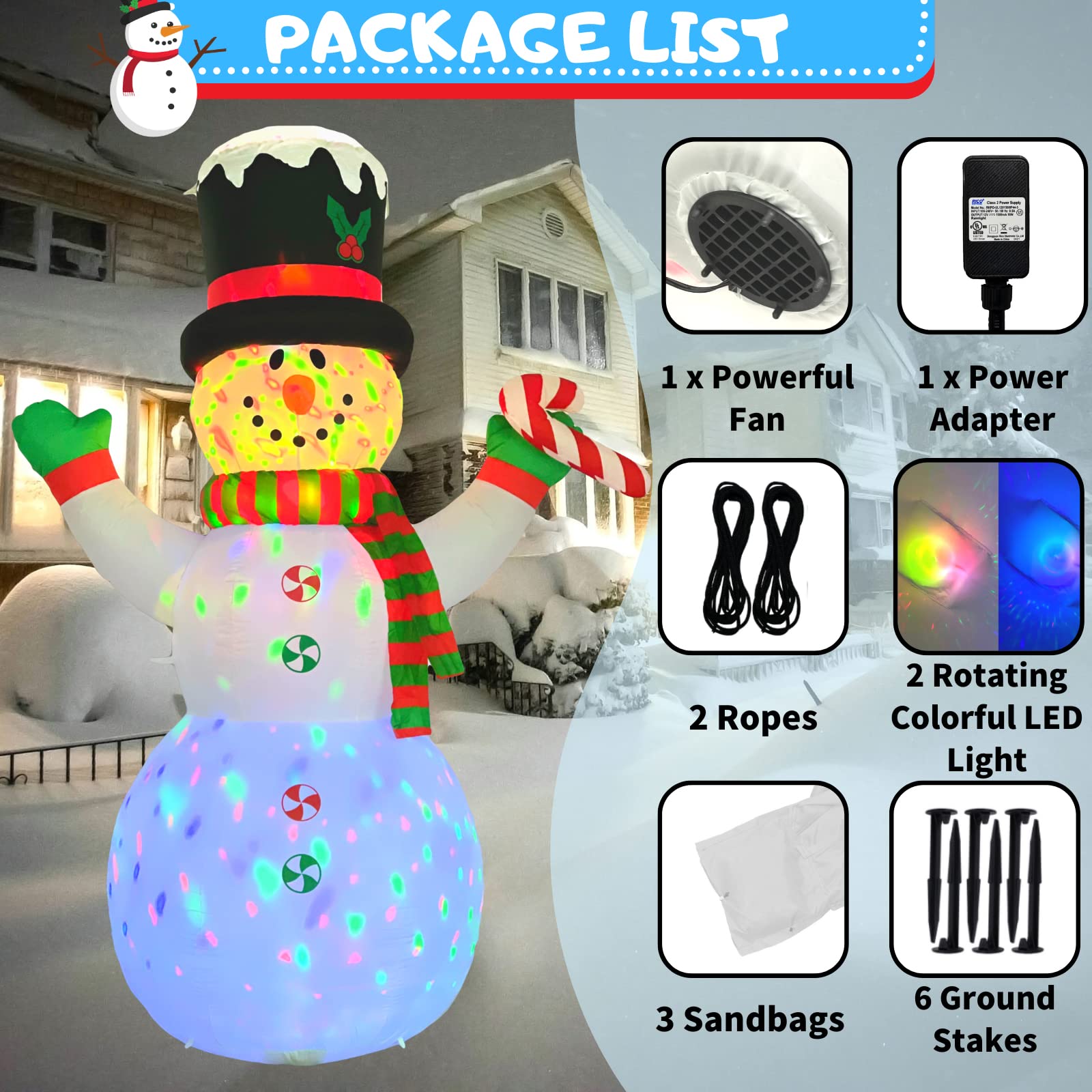 Snowman Inflatable Christmas Yard Decorations 8ft Giant Cute