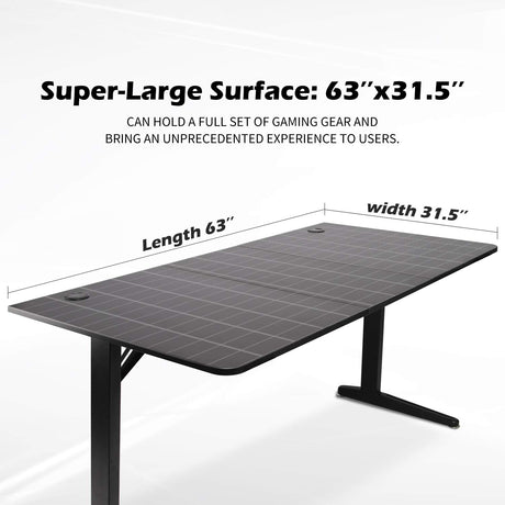 Gaming Desk Large Surface 63’’x31.5’’ with Cup Holder