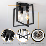 Semi-Flush Mount Light with Contemporary Geometric Metal Cage