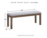 Moriville Casual Rustic Upholstered Dining Bench, Grey & Brown