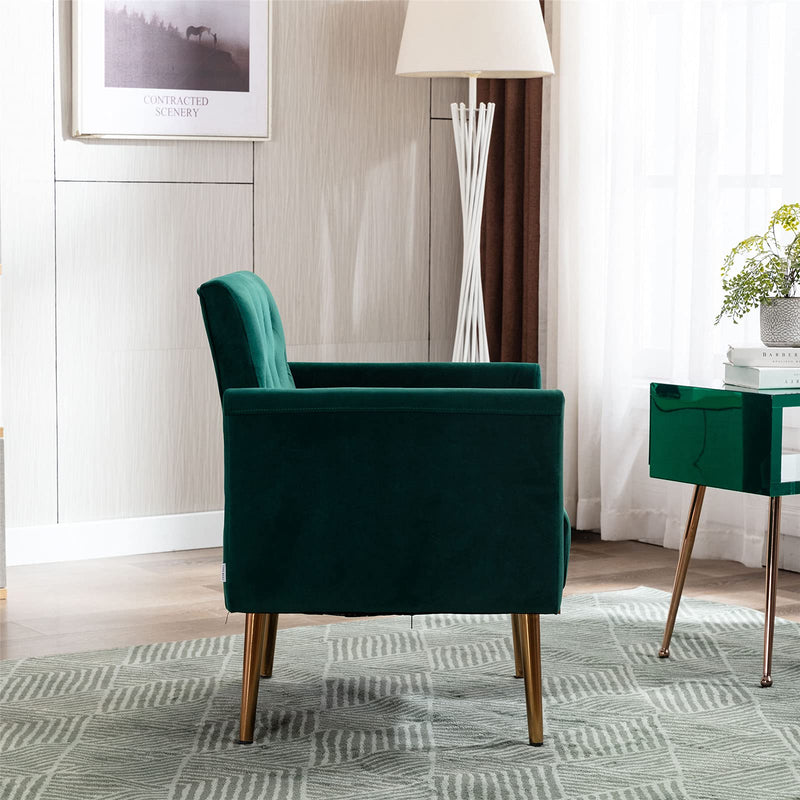 Modern Velvet Accent Chair, Living Room, Bedroom Leisure Single Sofa Chair (with Gold Metal feet)