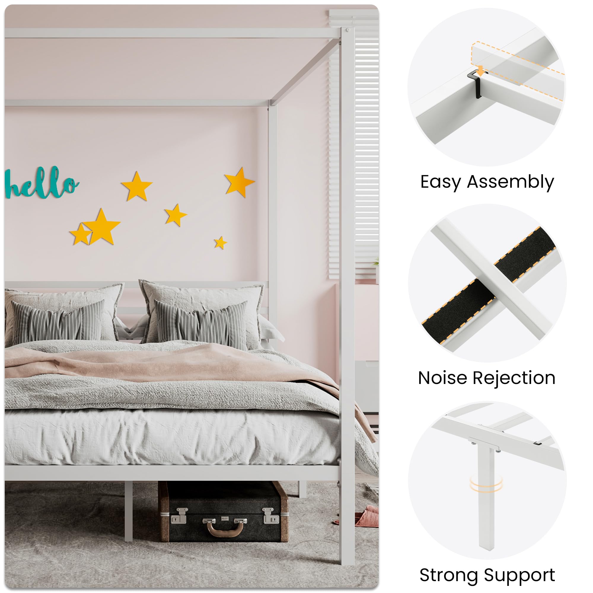 Metal Canopy Bed Frame Full Size/Mattress Foundation