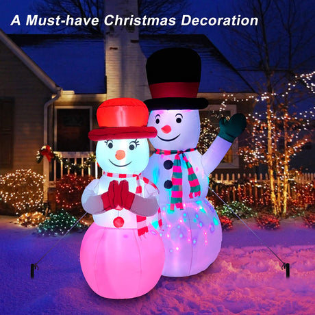 7FT Christmas Inflatables Snowman, Giant Christmas Blow Up Snowman Couple