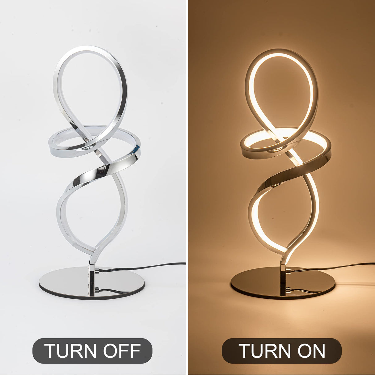 Modern Table Lamp, LED Spiral Lamp, Stepless Dimmable Bedside Lamp