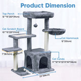 Cat Tower with Sisal Scratching Post for Indoor Cats