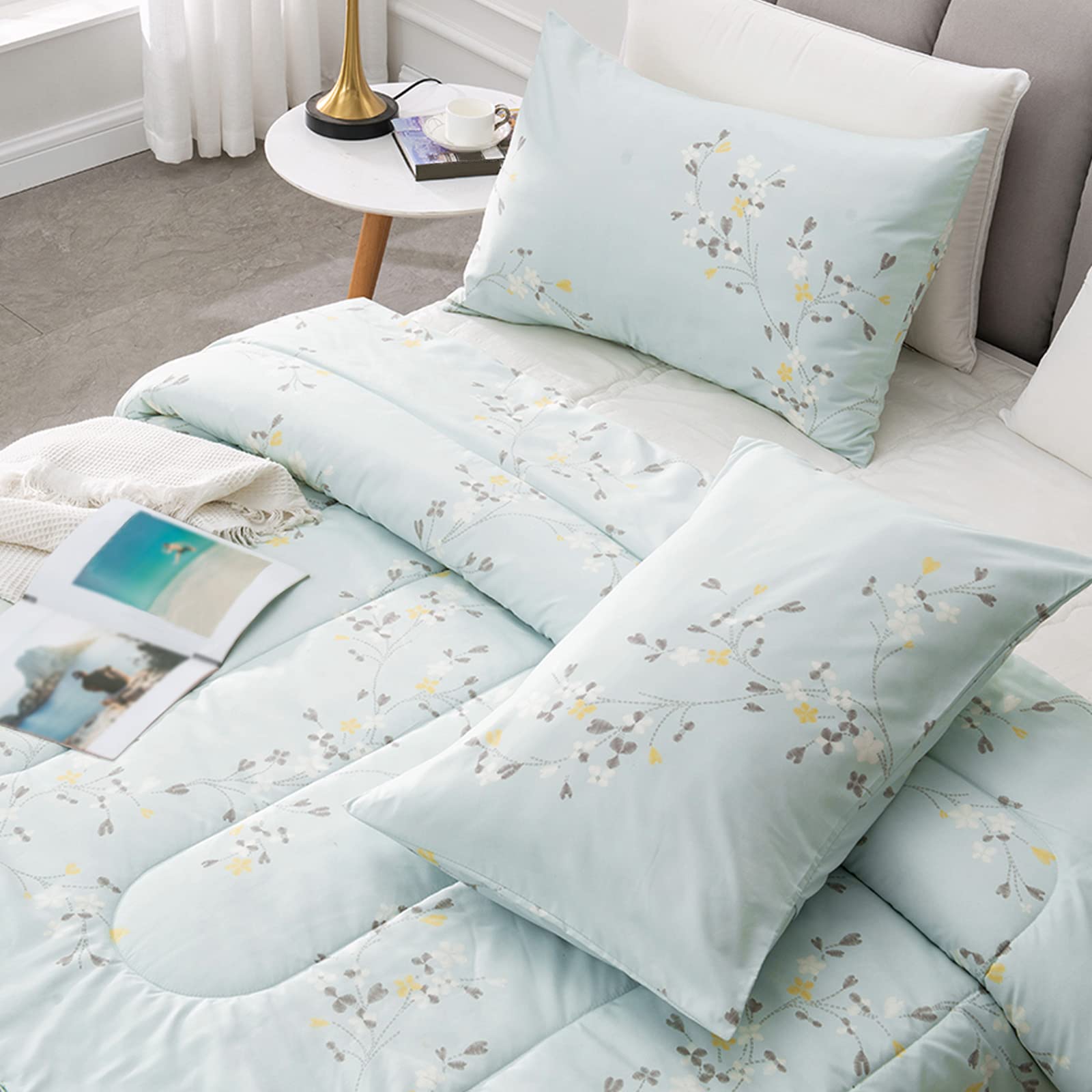 3-Piece Floral Queen Comforter Set, Microfiber Bedding Down Alternative Comforter
