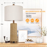 Coastal Table Lamps Set of 2 with 2 USB Ports