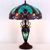 Tiffany Style Table Lamp Green Stained Glass Liaison Mother