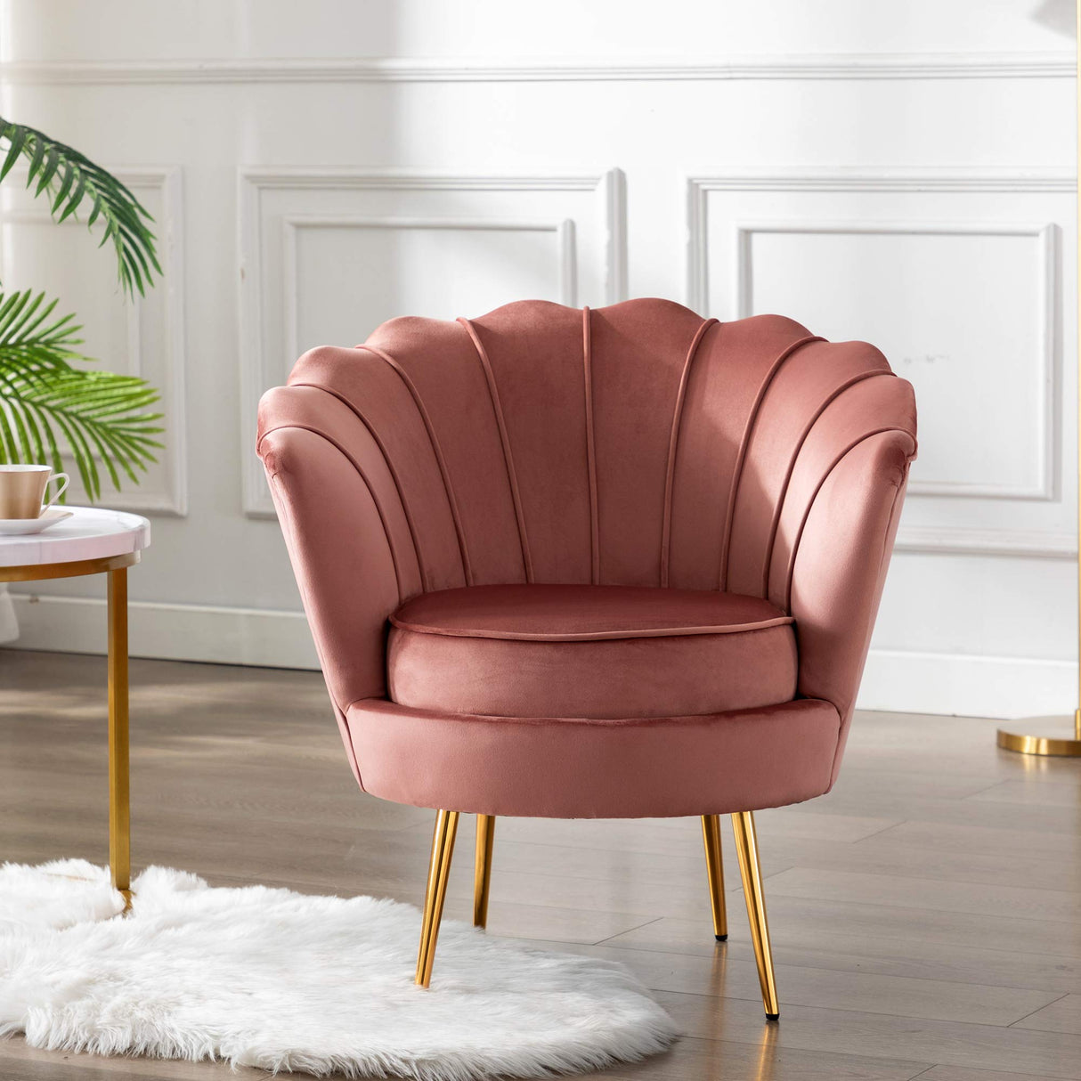 Pink Velvet Accent Chair for Living Room, Lounge Chair for Bedroom Chairs