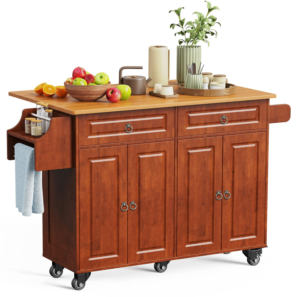 Kitchen Island on Wheels, Rolling Kitchen Island with Storage