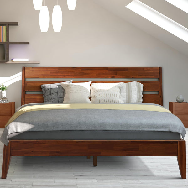 Wooden Frame with Headboard, Solid Platform Bed with Wood Slat Support
