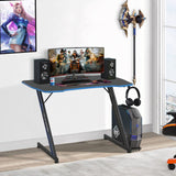 Computer Desk Z Shaped Workstation Ergonomic Table with Headphone Hook