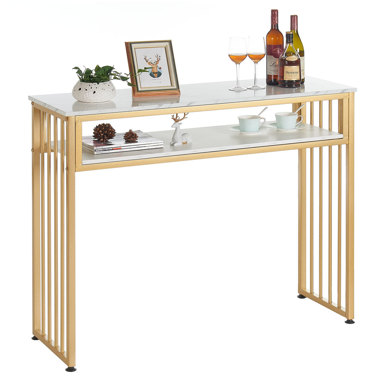 Gold Bar Table, High Top Pub Tables for Kitchen, Modern Dinning Table