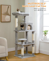 Cat Tree for Large Cats Adult with Metal Plush Big Hammock, 56.3" Cat TowerZ