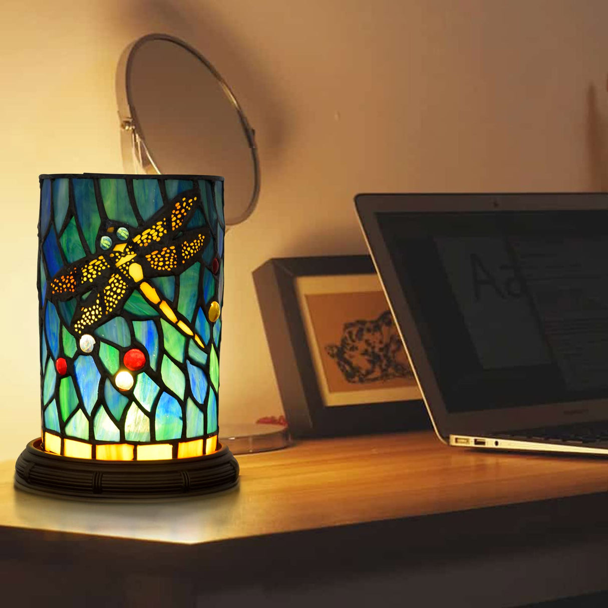 Small Tiffany Lamp for Bedrooms Ambient Table Nightstand Light Desk