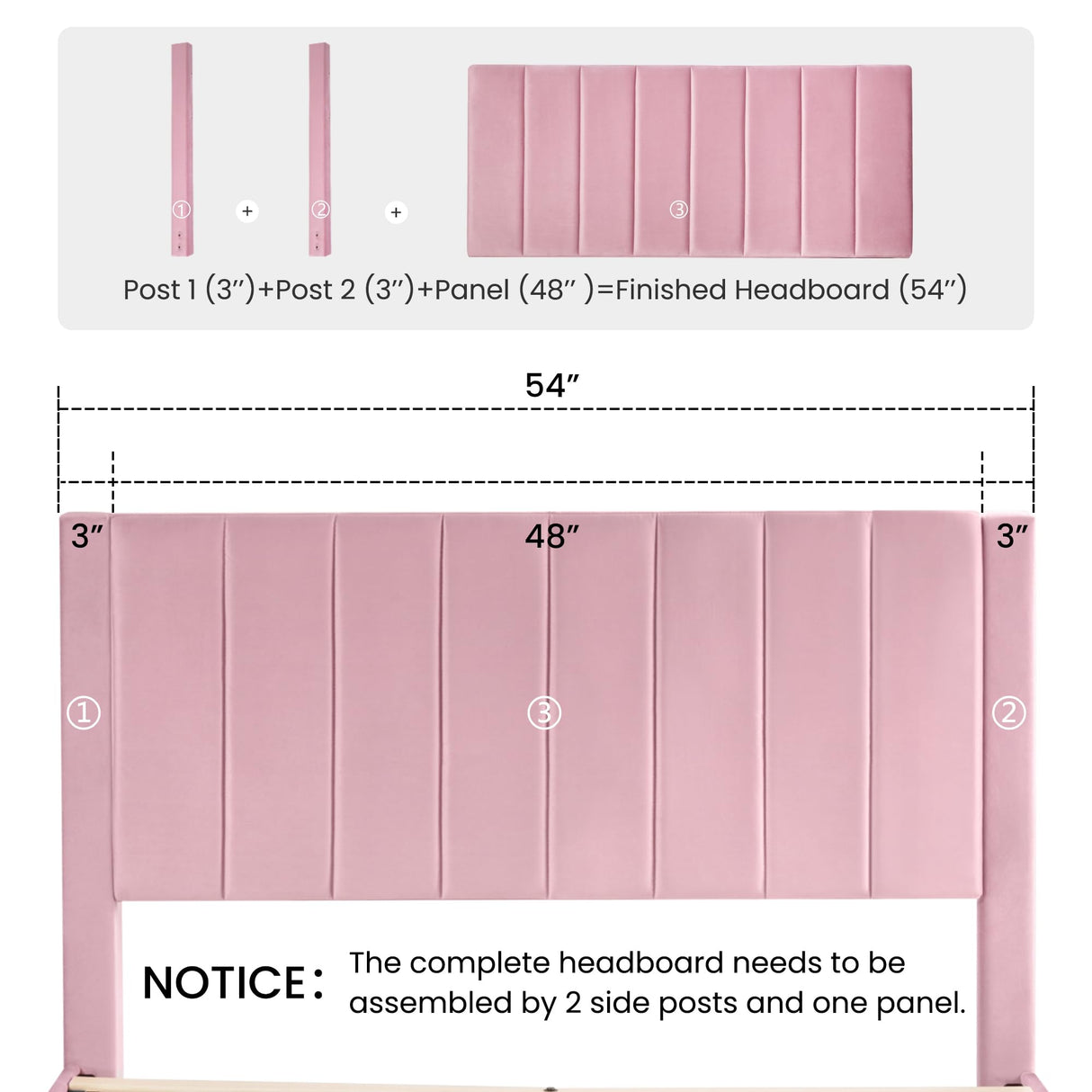 Full Bed Frame/Velvet Upholstered Platform Bed Frame with Headboard/Strong Wood Slats Support