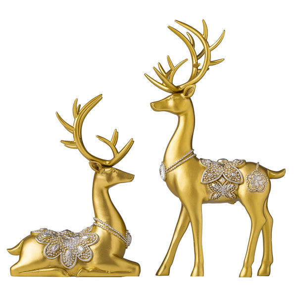Statues for Home Decor Figurines Sculptures 11.4" Reindeer Blue Large Deer