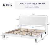 King Bed Frame/Velvet Upholstered Bed Frame with Vertical Channel Tufted Headboard