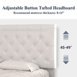 King Bed Frame with Adjustable Diamond Stitched Button Tufted Headboard