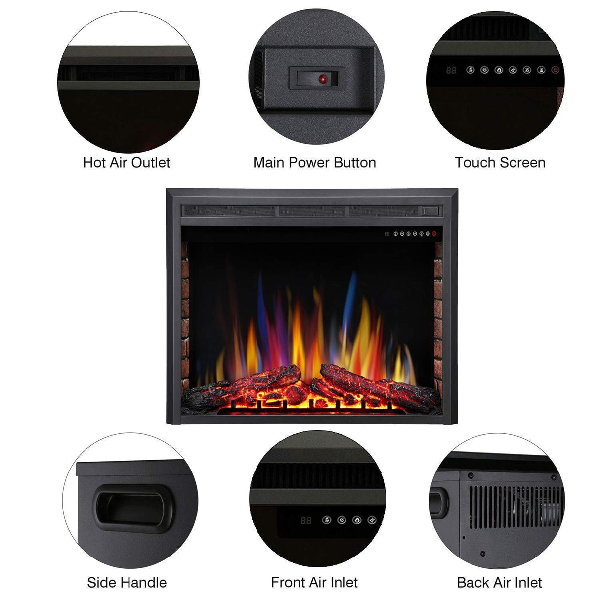 A-36" Electric Fireplace Insert Recessed Electric Stove Heater