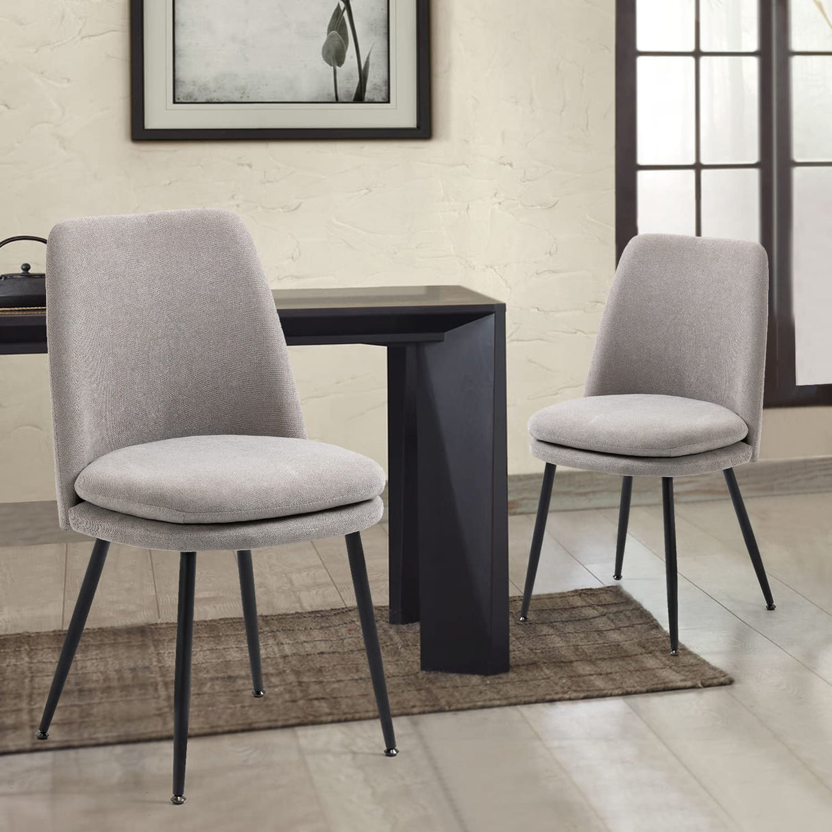 Modern Upholstered Dining Chairs Set of 2 with Seat Cushion