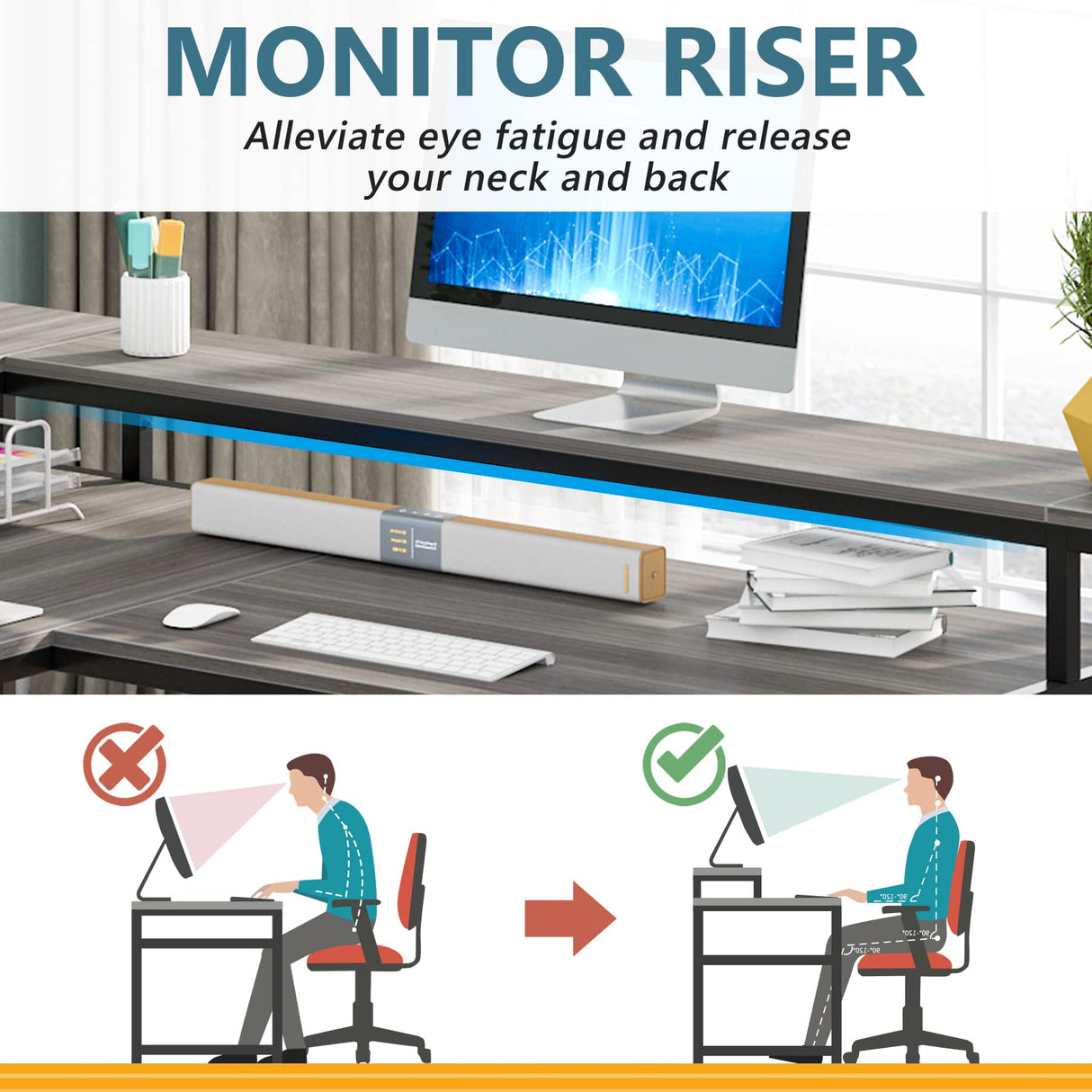 69 Inch L Shaped Desk with Monitor Stand