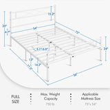 Metal Full Size Bed Frame, Platform Bed Frame, Mattress Foundation with Curved Design Headboard & Footboard,