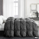 Oversized King Feather and Down Comforter, Grey Pinch Pleat Thick Duvet Insert