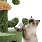 Cat Tree 32 Inches Cactus Cat Tower with Sisal Covered Scratching Post, Cozy Condo