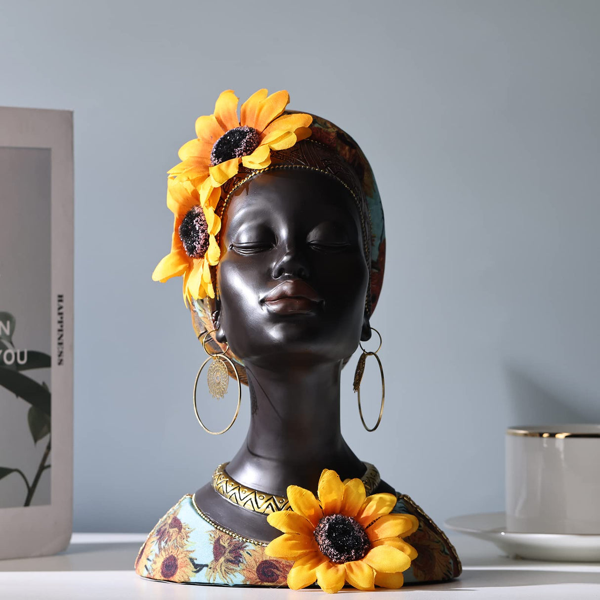 African Statues and Sculptures, Art Bust Statue, Sunflower Figurines