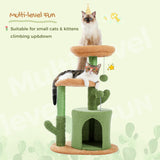 Cat Tree 32 Inches Cactus Cat Tower with Sisal Covered Scratching Post, Cozy Condo