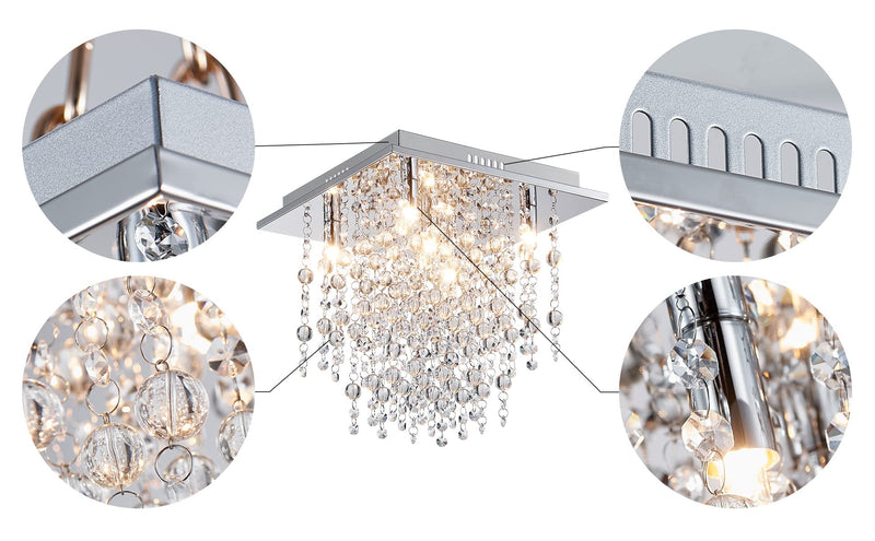 5-Lights Modern Flush Mount Ceiling Light Fixtures,Close to Ceiling Light Fixtures Crystal Chandelier