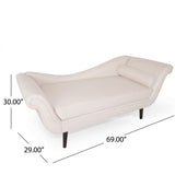 Chaise Lounge ,Polyester and Birch Wood, Beige + Dark Brown