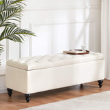 Button-Tufted Ottoman with Storage in Upholstered Fabrics