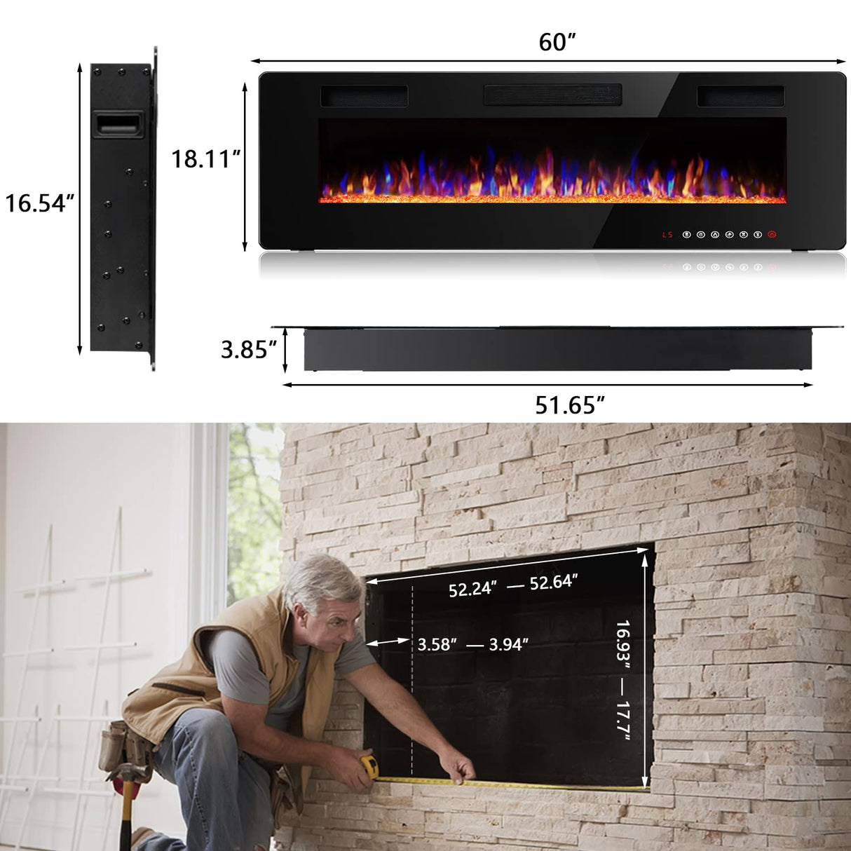 60 inch Ultra Thin Electric Fireplace