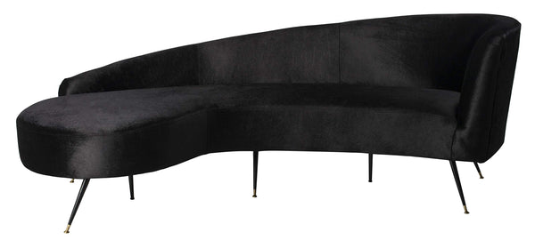 Couture Home Evangeline Modern Glam Black Velvet Parisian Sofa