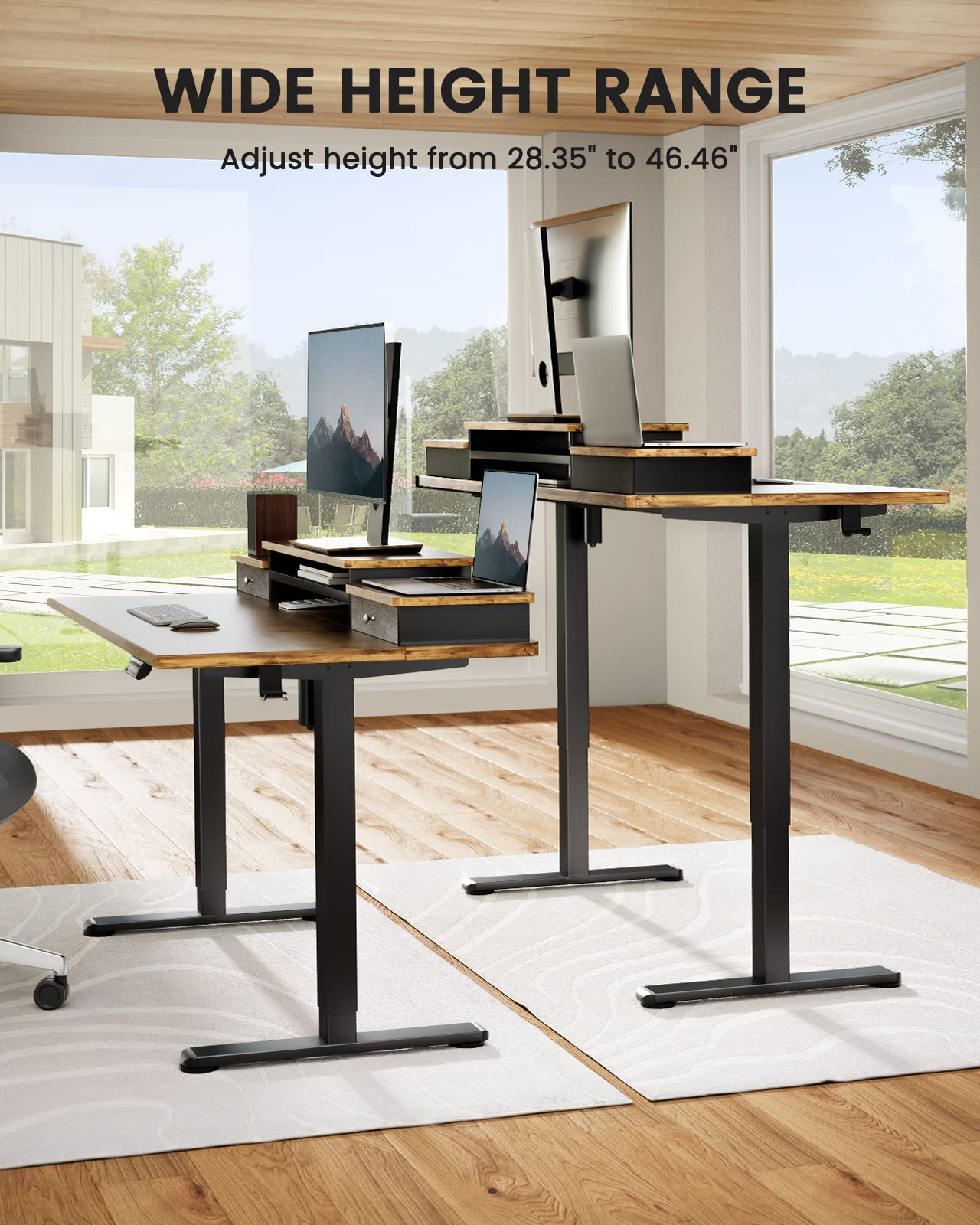 Electric Standing Desk with Double Drawers