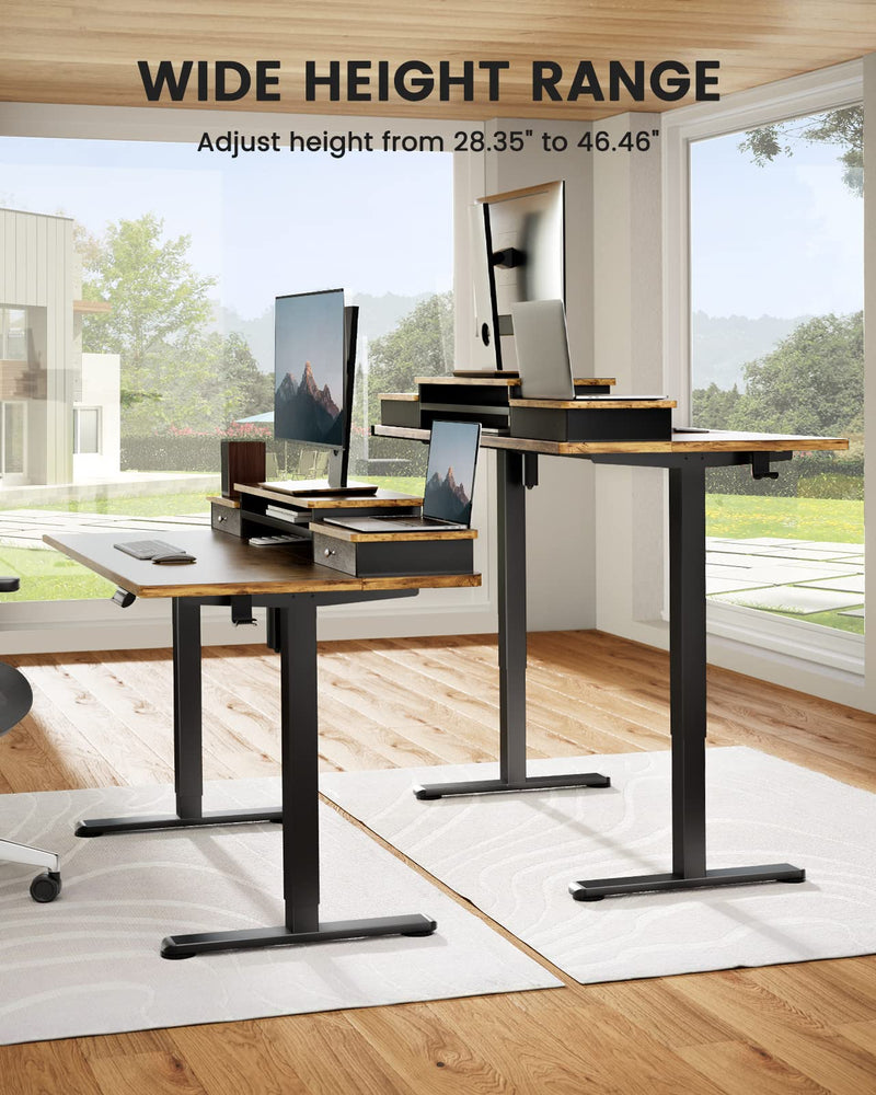 Electric Standing Desk with Double Drawers, 48x24 Inches Adjustable Height